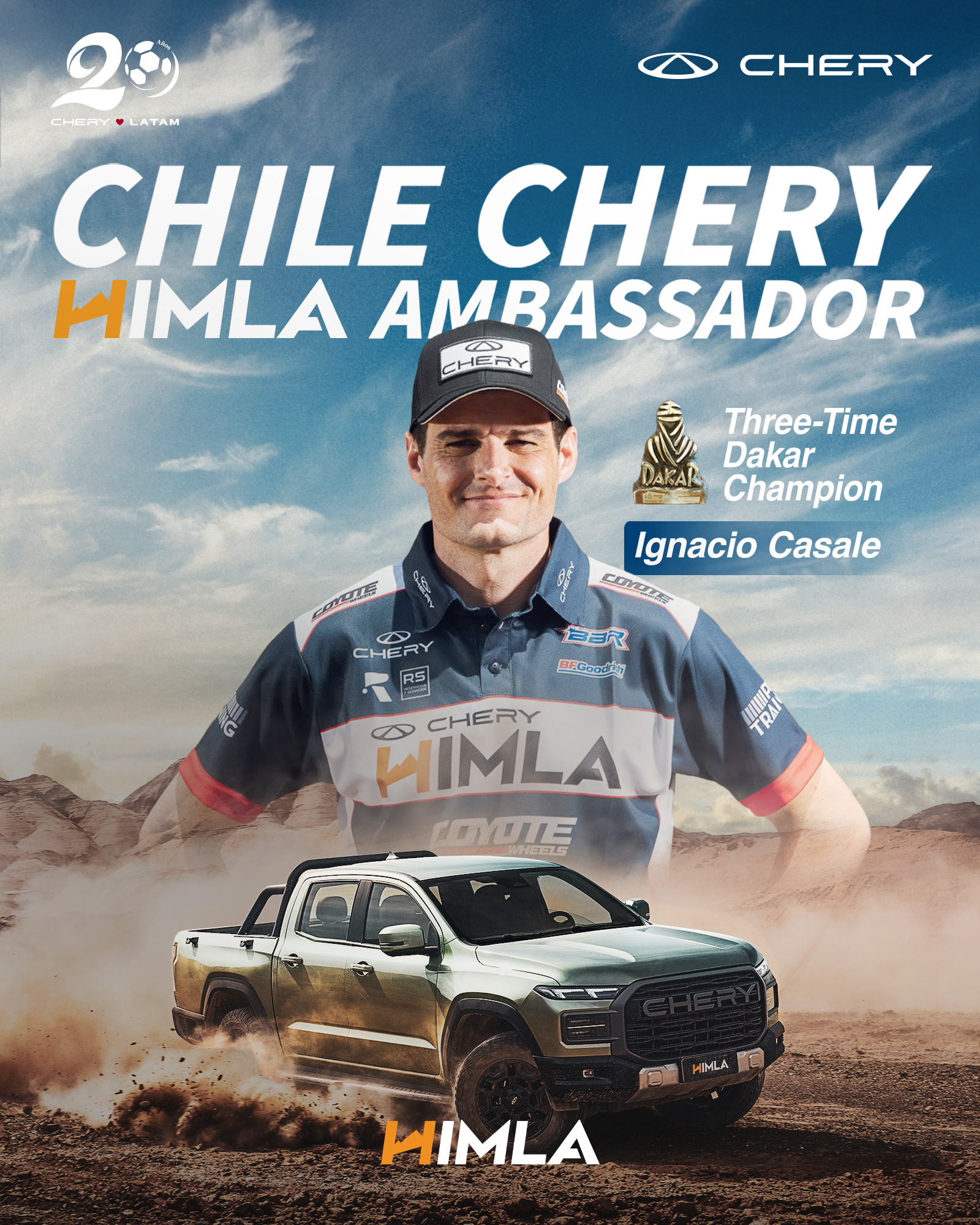 Rally Dakar 2026: Chery HIMLA y el tricampeón Ignacio Casale, juntos en el camino hacia la conquista